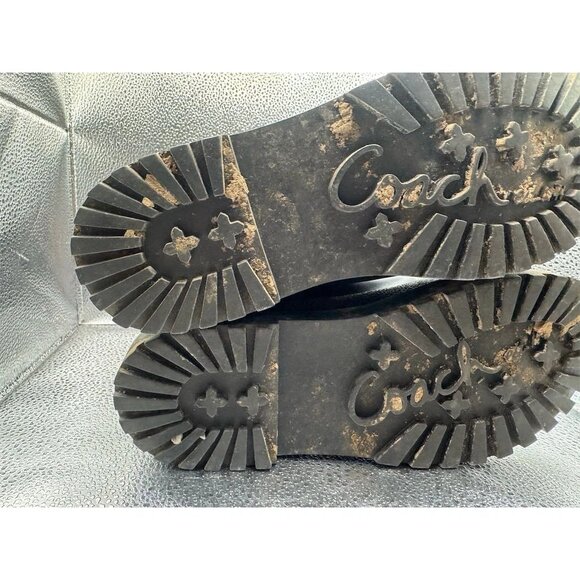 Coach Laura Women's Black Leather Lace Up Duck Boots Size 7B - Picture 8 of 9